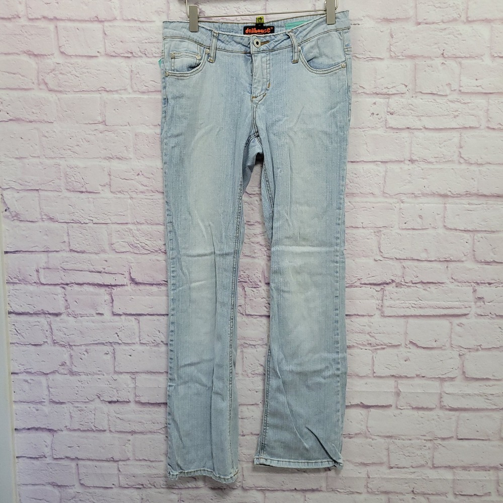 Dollhouse Low Rise Light Wash Blue Denim Jeans Womens 5 Trashy Y2K Grunge Retro